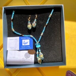Murano Turquoise and Gold Necklace Set